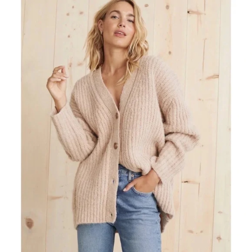 Jenni Kayne Alpaca Cocoon Cardigan XS Taupe